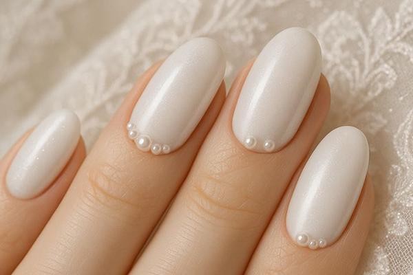 طراحی ناخن سفید عروس 