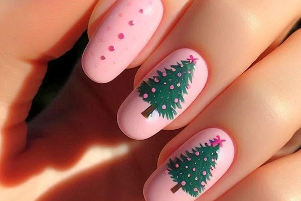 طرح ناخن درخت کریسمس 