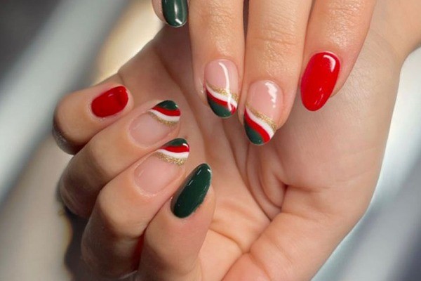 فرنچ رنگ سبز و آبی برای کریسمس