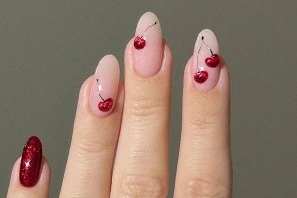 طرح ناخن آلبالو